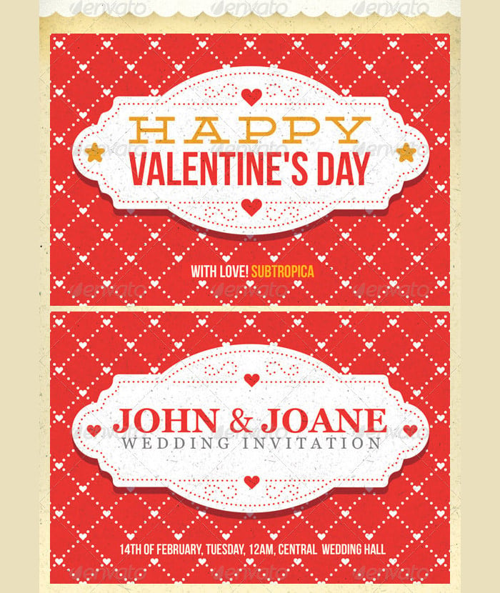 valentines day and wedding invitation postcard