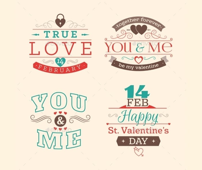 valentines day set of label