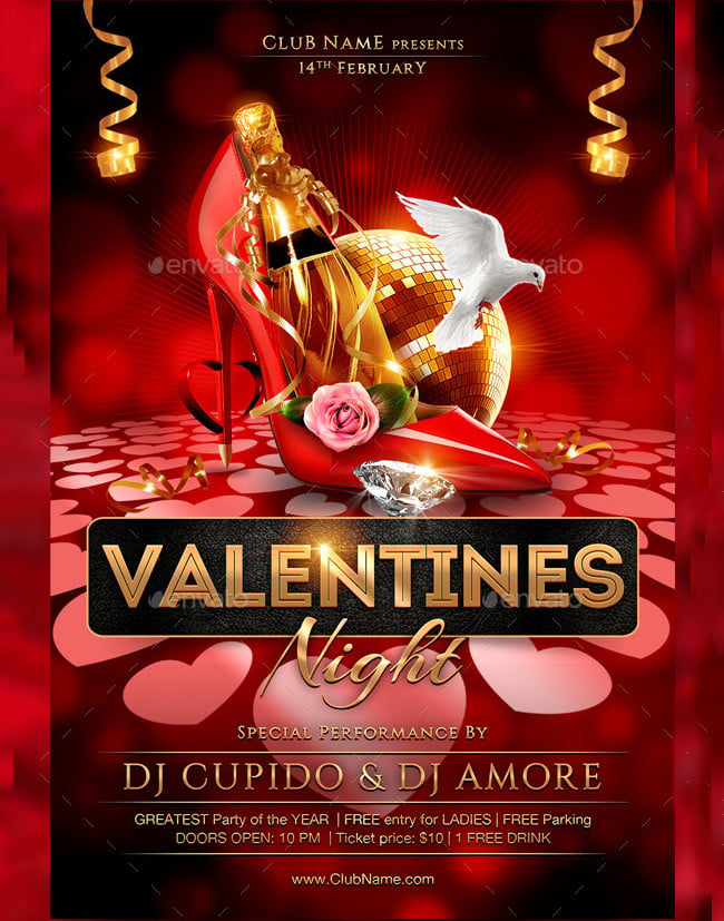 valentines night flyer template
