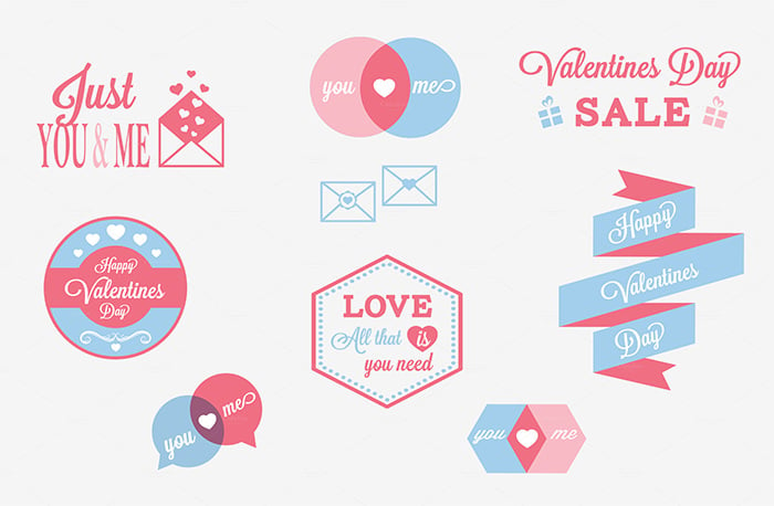 valentines day labels and elements 1