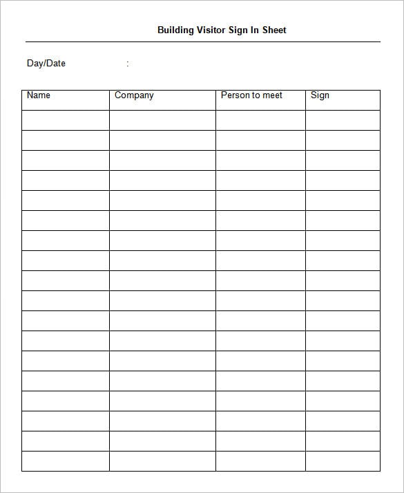 75  sign in sheet templates