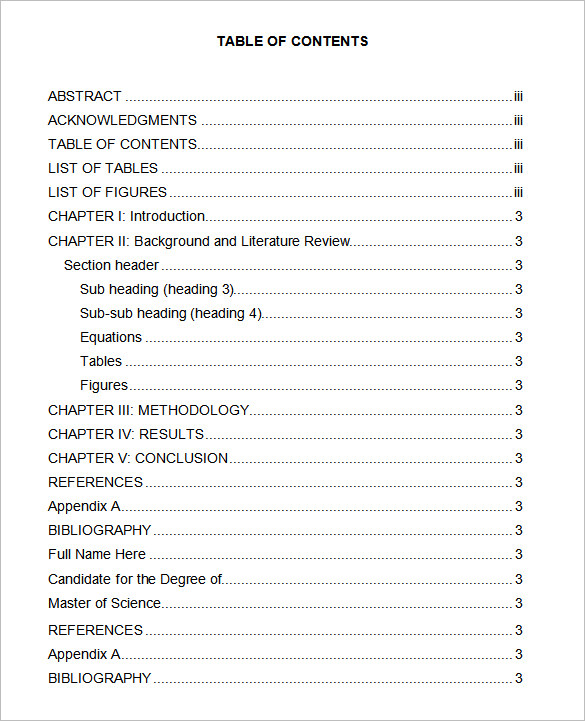 apa style table of contents example