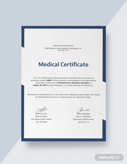 free medical certificat