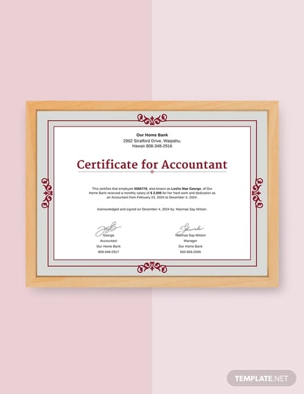free salary certificate from accountant