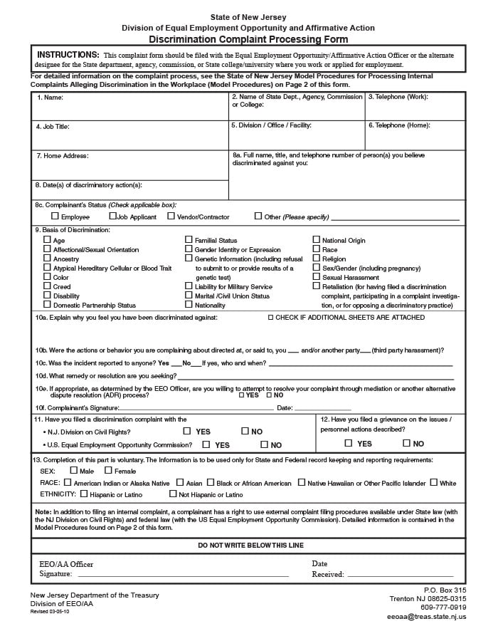 Eeoc Complaint Form Templates 5 Free Sample Example Format Free And Premium Templates 6805