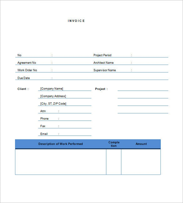 printable contractor invoice template word