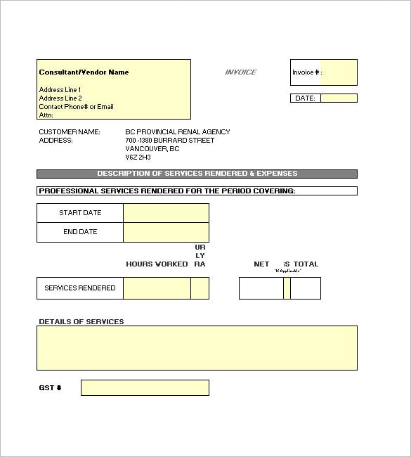 contractor invoice template downloadable excel file