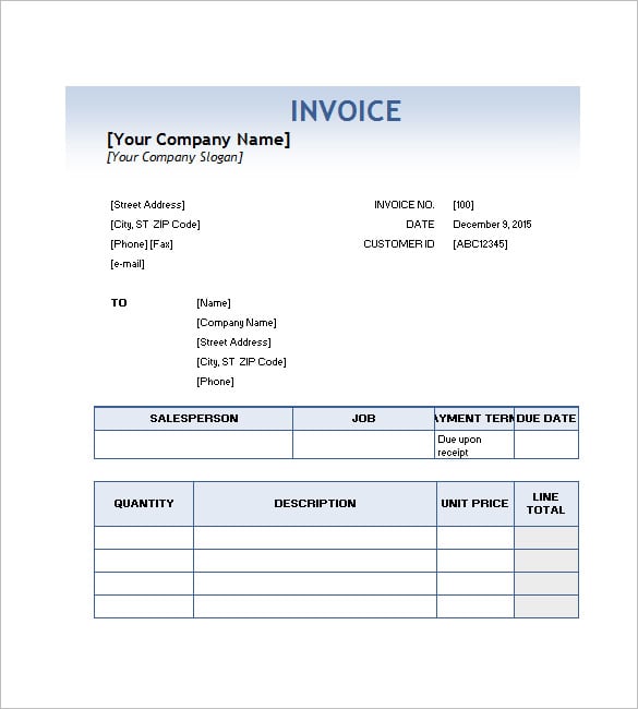 Downloadable Free Printable Service Invoice Template Receipt Template Free Download