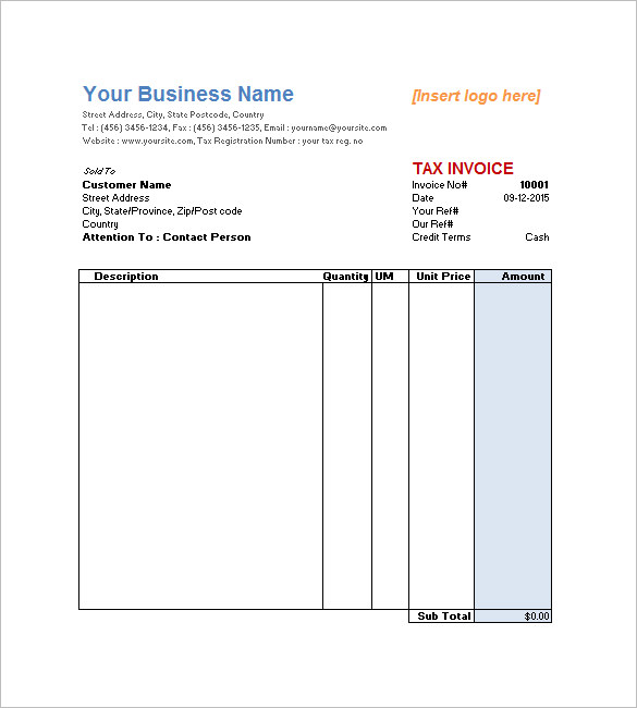 service invoice templates free