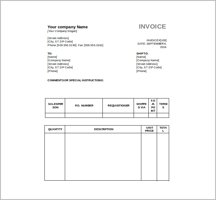 tax invoice template word