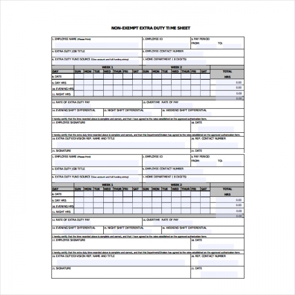 23+ Timesheet Templates Free Sample, Example, Format Free