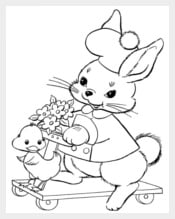 Bunny With Little Duck Coloring Page