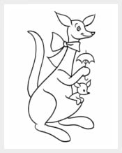 Naughty Kangaroo Coloring Page Template