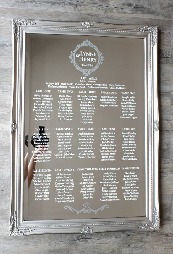 wedding seating chart mirror