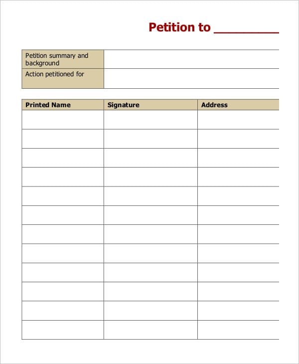 petition template free download