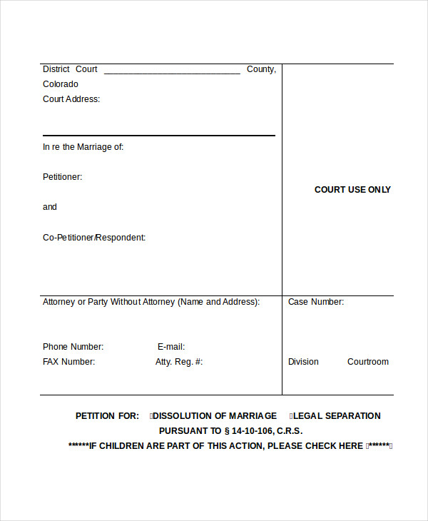 court petition template word