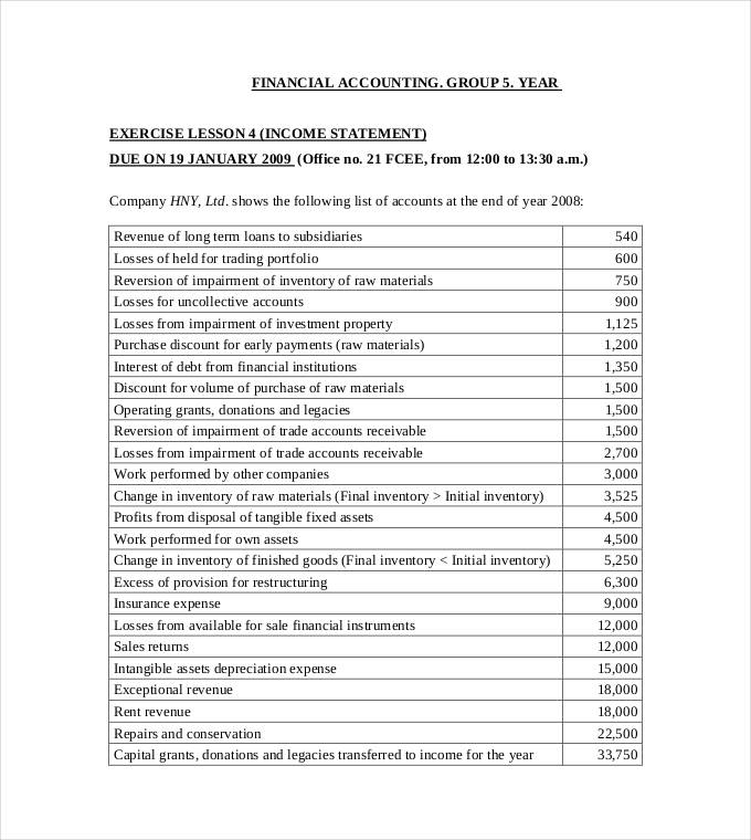 year financial income statement template