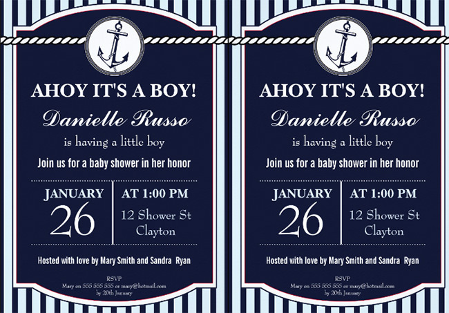 anchor baby shower invitation
