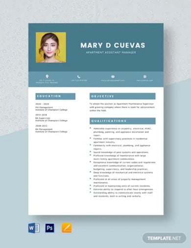 apartment assistant manager resume template