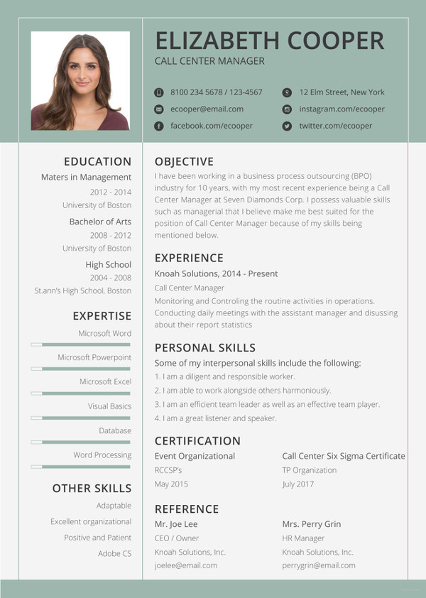 bpo resume template