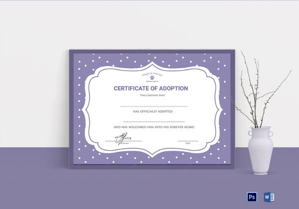 blank official adoption certificate template