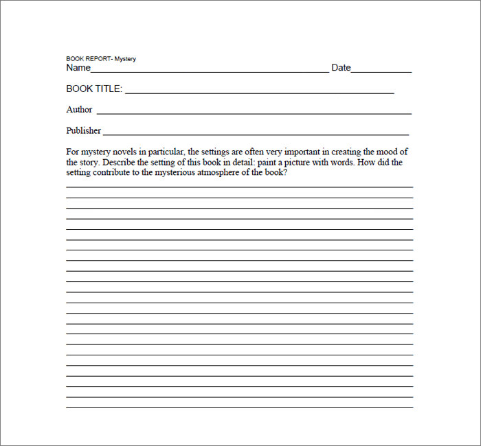 Book Report Template 13 Free Word PDF Documents Download