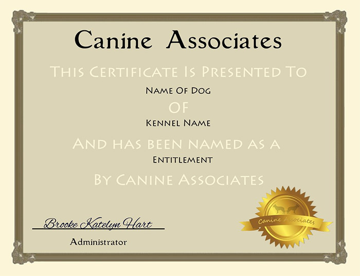 canine associates certificate template