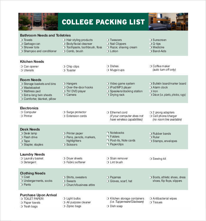college packing list1