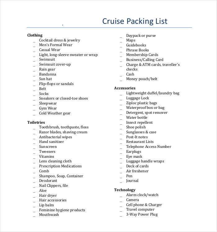 27 packing list templates pdf doc excel free premium templates