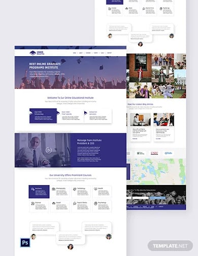 education psd landing page template