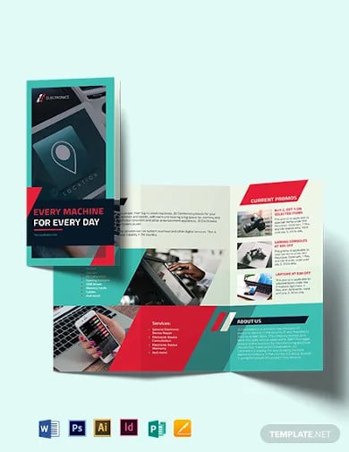 electronic company tri fold brochure template