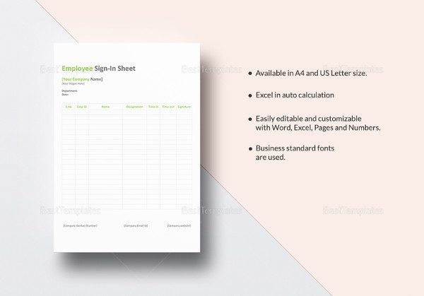 employee sign in sheet template