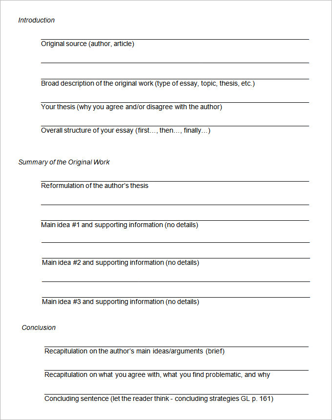 Essay Outline Template 4+ Free Sample,Example Format