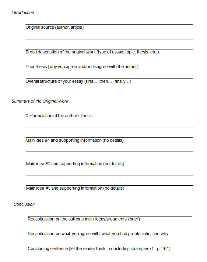 essay outline template