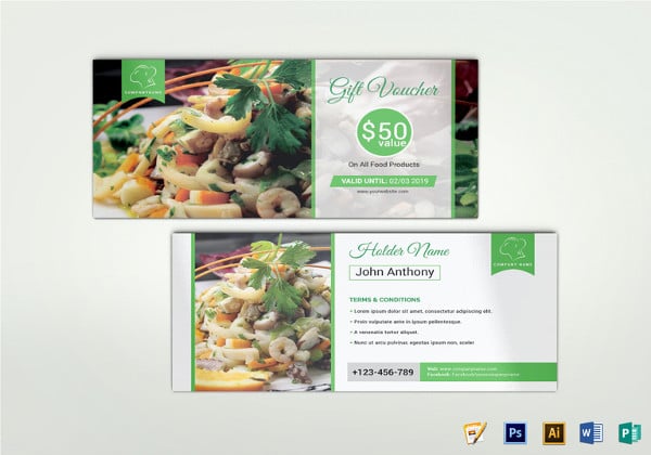 food gift voucher template in photoshop