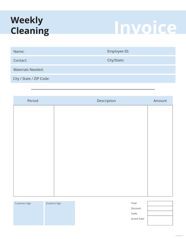janitorial invoice template free