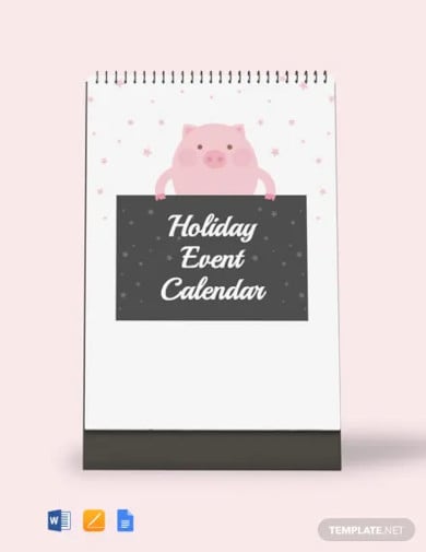 free holiday event desk calendar template