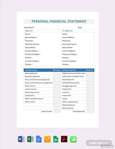 free-personal-financial-statement-template