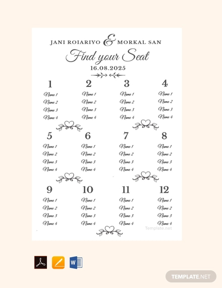 38+ Wedding Seating Chart Templates - PDF, DOC