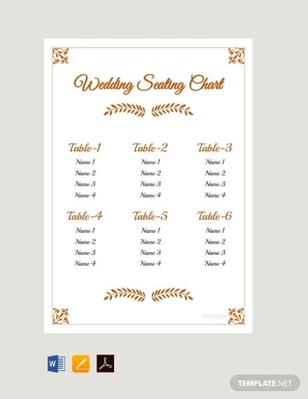 free simple wedding reception seating chart template