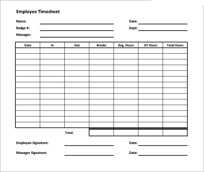 60  Sample Timesheet Templates  PDF, DOC, Excel  Free \u0026 Premium Templates