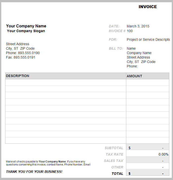 14+ Free Tax Invoice Templates Word,Excel, AI