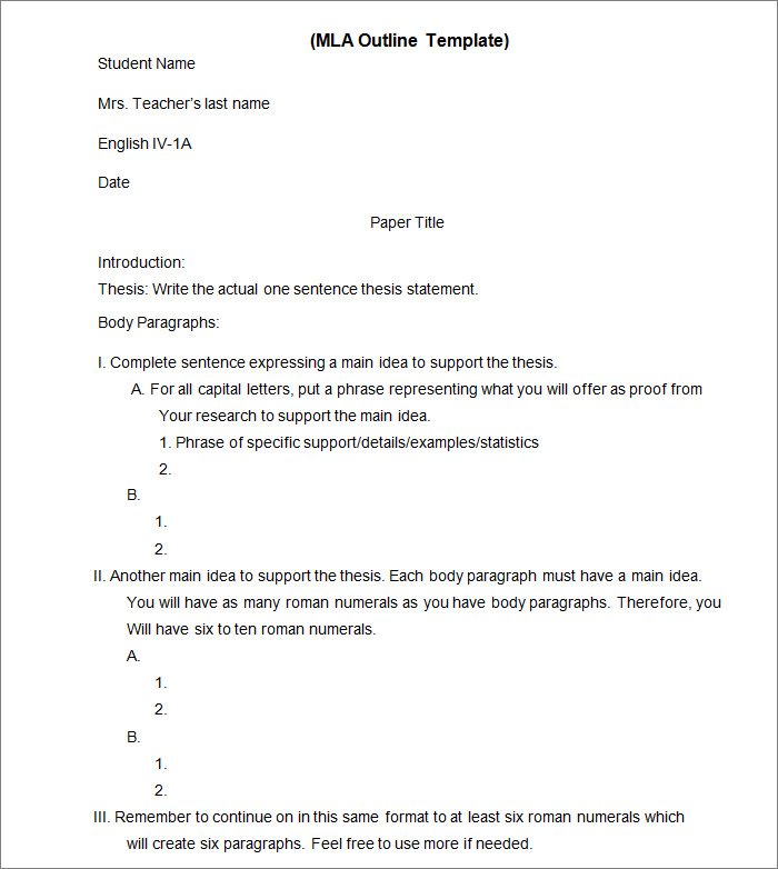 mla paper outline template