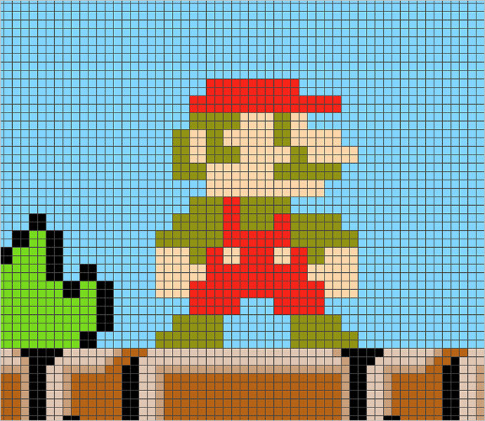 pixel art minecraft grid mario