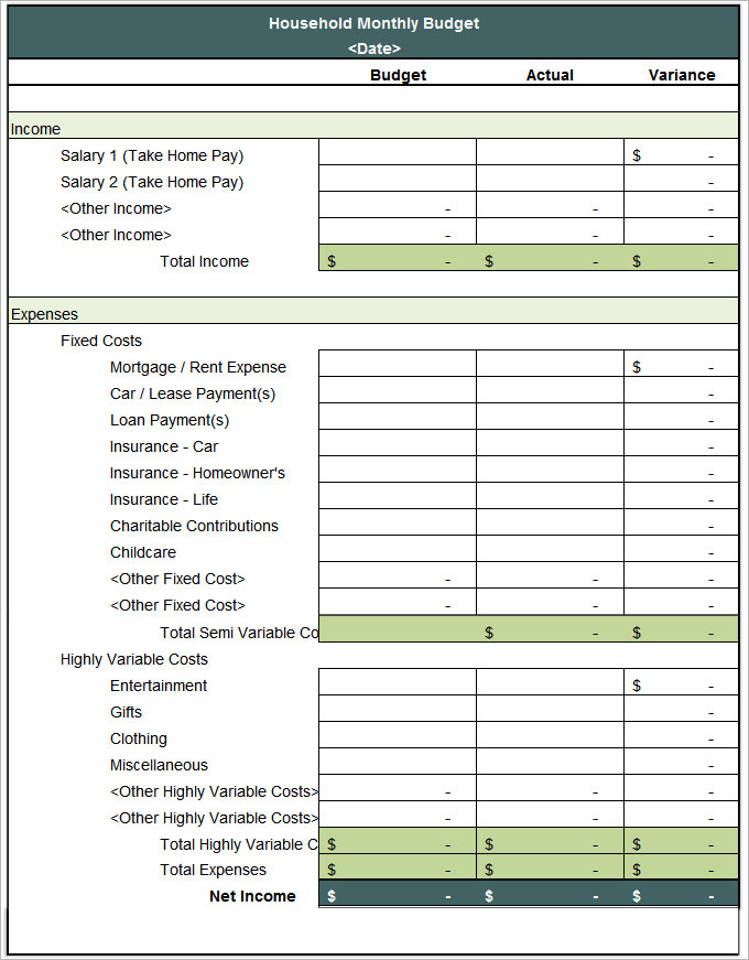 Household Budget Template 8 Free Word Excel PDF Documents Download