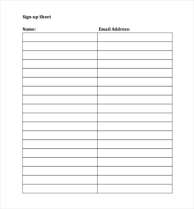 58 Sign Up Sheets Free Premium Templates