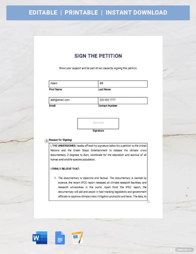 online petition template