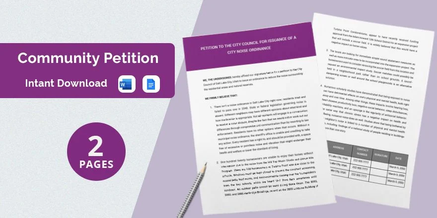 petition sheet template