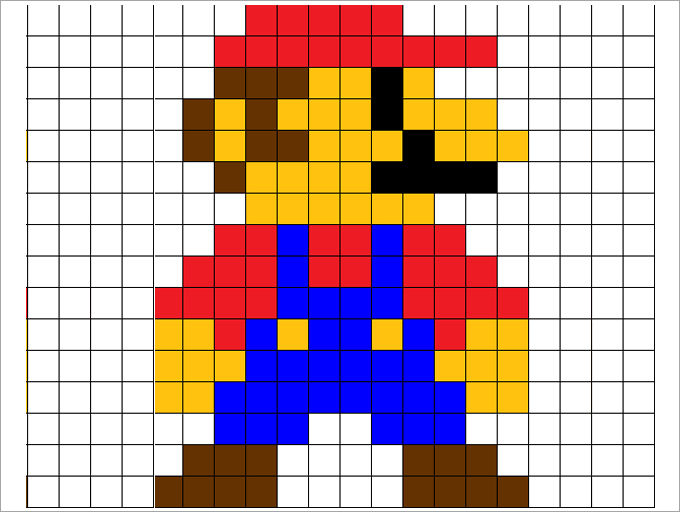 minecraft mario pixel art grid