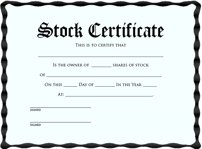 free stock certificate template